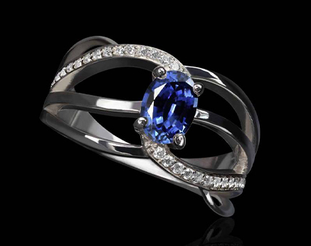 bague de fiancailles saphir bleu diamant Elea