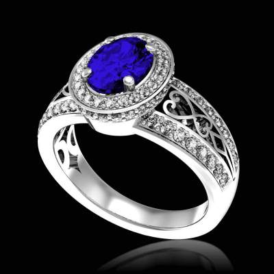 bagues saphir bleu diamant tsarine