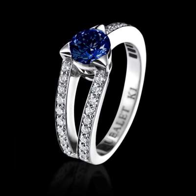 bague saphir bleu intense plena luna - Jaubalet