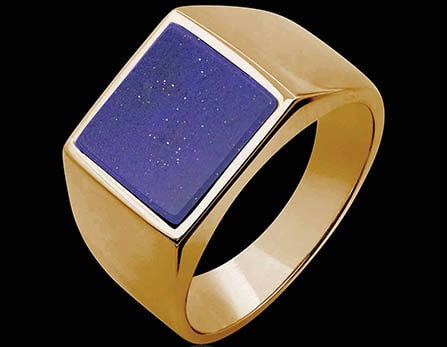 Chevalière  or rose lapis lazuli Adam