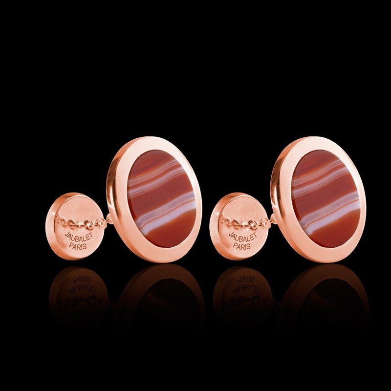 boutons de manchette sur mesure en or rose vermeil chevaliere ovum agathe zonee