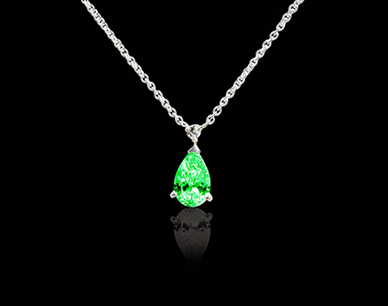pendentif emeraude goutte d'amour or blanc