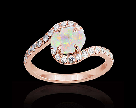 Bague Lilou Opale blanche or rose