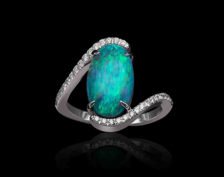Bague Lyne Opale or blanc