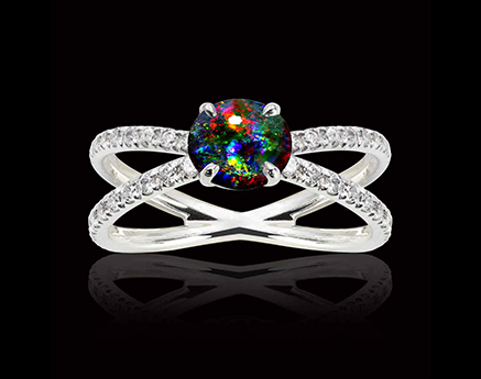 bague opale noir amandine or blanc