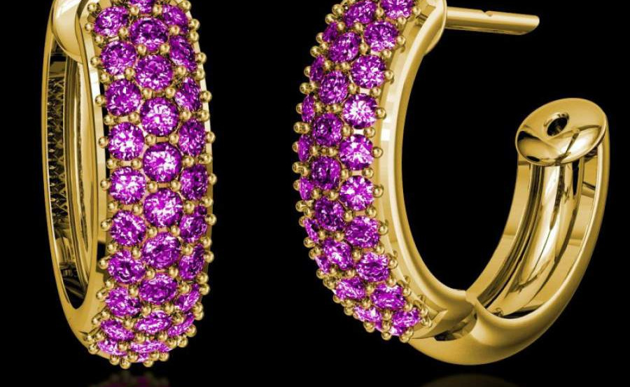 Boucles d’oreilles en saphir rose de Ceylan
