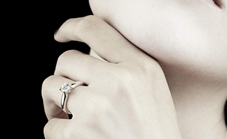Bague Solitaire Or Blanc