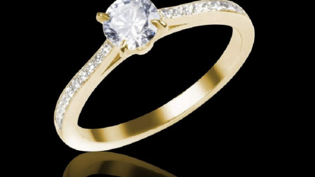 Bague solitaire diamant or jaune