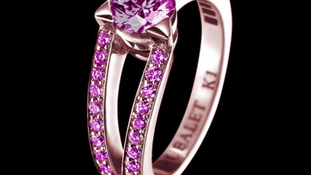 Bague solitaire saphir rose or rose