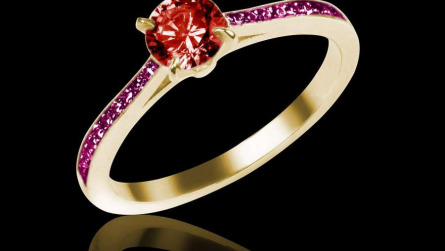 Bague solitaire rubis or rose